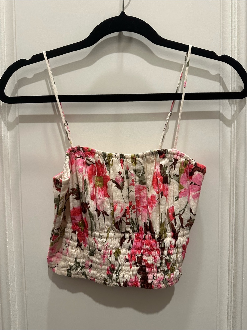 Abercrombie & Fitch Floral Smocked Camisole in Pink/White
